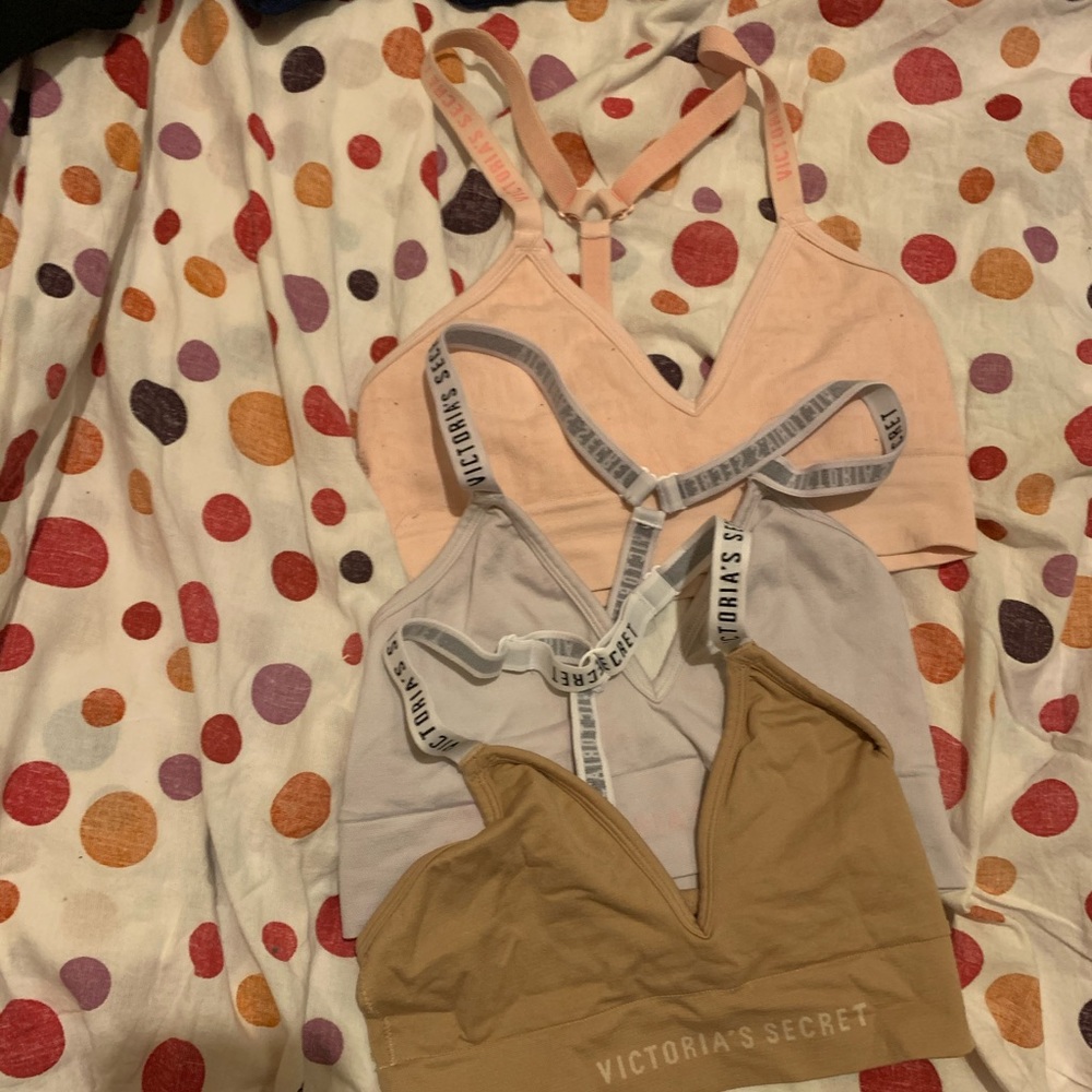 Three seamless VS bralettes